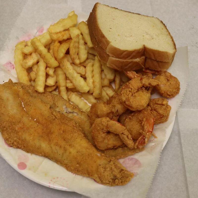 2 Whitings and 0.5 lb Shrimp with Fries